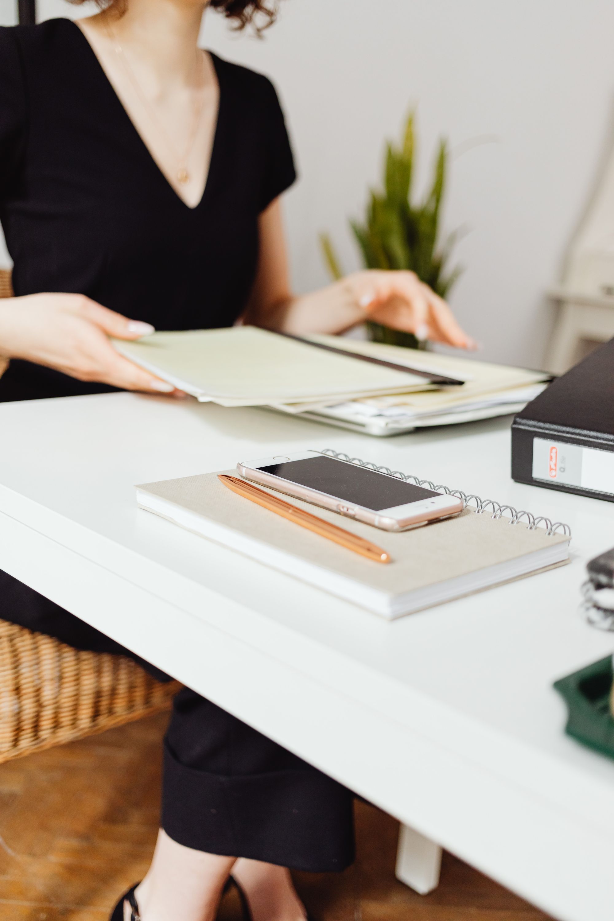 Sorting documents and folders at a desk